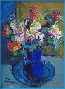 Bouquet au vase bleu