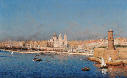 Entrée du port de la Joliette avec la cathédrale