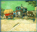 Les roulottes, campement de bohémiens